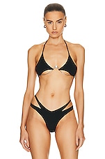 Mugler Cut Out Bikini Top in Black FWRD