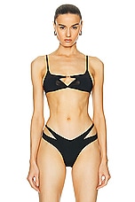 Mugler Cut Out Bikini Top in Black, view 1, click to view large image.