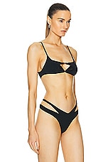 Mugler Cut Out Bikini Top in Black, view 2, click to view large image.