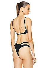 Mugler Cut Out Bikini Top in Black, view 3, click to view large image.
