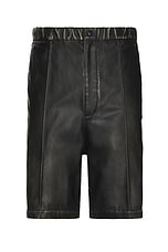 Maison MIHARA YASUHIRO Vegan Leather Shorts in Black, view 1, click to view large image.
