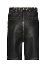 Maison MIHARA YASUHIRO Vegan Leather Shorts in Black, view 2, click to view large image.