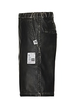 Maison MIHARA YASUHIRO Vegan Leather Shorts in Black, view 3, click to view large image.