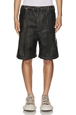 Maison MIHARA YASUHIRO Vegan Leather Shorts in Black, view 5, click to view large image.