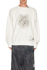 Maison MIHARA YASUHIRO Cat Printed Pullover in White, view 4, click to view large image.