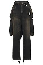 Maison MIHARA YASUHIRO Shirts Combination Denim Pants in Black, view 1, click to view large image.