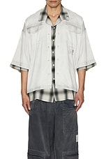 Maison MIHARA YASUHIRO Rc Twill Double Layered Shirt in Light Gray, view 4, click to view large image.