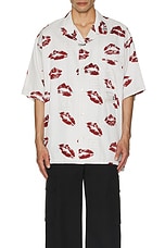 Maison MIHARA YASUHIRO Kiss Printed Shirt in White, view 3, click to view large image.