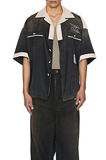 Maison MIHARA YASUHIRO Bowling Shirt in Black, view 4, click to view large image.