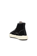 Maison MIHARA YASUHIRO Peterson Original Vintage Color Sole Canvas High-Top Sneaker in Black, view 3, click to view large image.