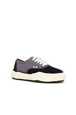 Maison MIHARA YASUHIRO Baker Vintage Color Original Sole Canvas Low-Top Sneaker in Black & Grey, view 2, click to view large image.