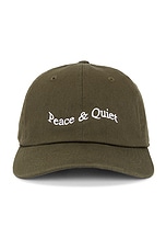 Museum of Peace and Quiet Wordmark Dad Hat in Olive, view 1, click to view large image.