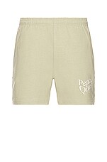 Museum of Peace and Quiet Warped Sweat Shorts in Sage, view 1, click to view large image.