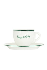 Museum of Peace and Quiet Wordmark Espresso Set in White & Forest, view 1, click to view large image.
