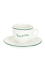 Museum of Peace and Quiet Wordmark Espresso Set in White & Forest, view 3, click to view large image.