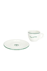 Museum of Peace and Quiet Wordmark Espresso Set in White & Forest, view 4, click to view large image.