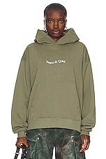 Museum of Peace and Quiet Wordmark Hoodie in Olive, view 1, click to view large image.