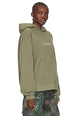 Museum of Peace and Quiet Wordmark Hoodie in Olive, view 2, click to view large image.