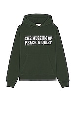Museum of Peace and Quiet Campus Hoodie in Forest, view 1, click to view large image.