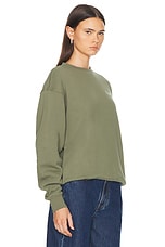 Museum of Peace and Quiet Wordmark Crewneck in Olive, view 2, click to view large image.