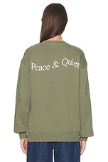 Museum of Peace and Quiet Wordmark Crewneck in Olive, view 3, click to view large image.