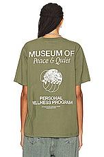 Museum of Peace and Quiet Wellness Program T-shirt in Olive, view 4, click to view large image.