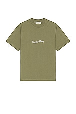 Museum of Peace and Quiet Wordmark T-shirt in Olive, view 1, click to view large image.