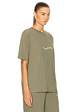 Museum of Peace and Quiet Wordmark T-shirt in Olive, view 2, click to view large image.