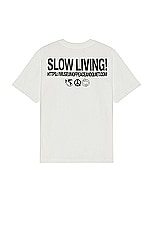Museum of Peace and Quiet Slow Living T-shirt in White, view 1, click to view large image.