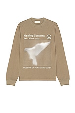 Museum of Peace and Quiet Healing Systems Long Sleeve T-shirt in Clay, view 1, click to view large image.