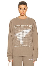 Museum of Peace and Quiet Healing Systems Long Sleeve T-shirt in Clay, view 1, click to view large image.