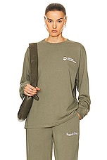 Museum of Peace and Quiet Support Group Long Sleeve T-shirt in Olive, view 1, click to view large image.