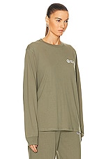 Museum of Peace and Quiet Support Group Long Sleeve T-shirt in Olive, view 2, click to view large image.