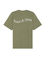 Museum of Peace and Quiet Wordmark T-Shirt in Olive, view 1, click to view large image.