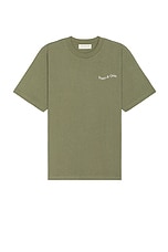Museum of Peace and Quiet Wordmark T-Shirt in Olive, view 2, click to view large image.