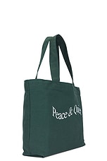 Museum of Peace and Quiet Wordmark Tote Bag in Forest, view 3, click to view large image.