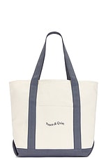 Museum of Peace and Quiet Wordmark Boat Tote in Coastal Blue, view 1, click to view large image.