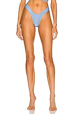 Monica Hansen Beachwear Lurex Girl U Bikini Bottom in Blue Lurex, view 1, click to view large image.