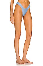 Monica Hansen Beachwear Lurex Girl U Bikini Bottom in Blue Lurex, view 2, click to view large image.