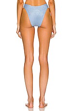 Monica Hansen Beachwear Lurex Girl U Bikini Bottom in Blue Lurex, view 3, click to view large image.