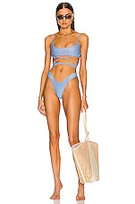 Monica Hansen Beachwear Lurex Girl U Bikini Bottom in Blue Lurex, view 4, click to view large image.