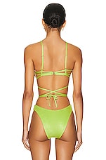 Monica Hansen Beachwear Lurex Underwire Tube Bikini Top in Green Lurex, view 3, click to view large image.