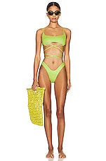 Monica Hansen Beachwear Lurex Underwire Tube Bikini Top in Green Lurex, view 4, click to view large image.