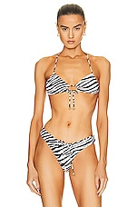 Monica Hansen Beachwear Wild Stripes Halter Bikini Top in Zebra 2, view 1, click to view large image.