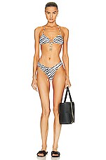 Monica Hansen Beachwear Wild Stripes Halter Bikini Top in Zebra 2, view 4, click to view large image.
