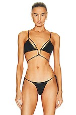 Monica Hansen Beachwear Starlight Deep U Triangle Bikini Top in Black, view 1, click to view large image.