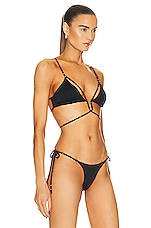 Monica Hansen Beachwear Starlight Deep U Triangle Bikini Top in Black, view 2, click to view large image.