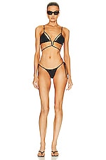 Monica Hansen Beachwear Starlight Deep U Triangle Bikini Top in Black, view 4, click to view large image.