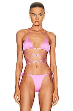 Monica Hansen Beachwear Stardust Padded Triangle Bikini Top in Orchid, view 1, click to view large image.