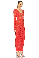 Maisie Wilen Perforated Gown in Tomato, view 2, click to view large image.